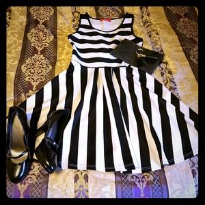 Black & White Striped Skater Dress